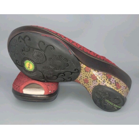Jambu Journey Encore Leather Mary Jane Shoes 8.5 M Red Open Toe Clogs Slip On - Picture 11 of 13